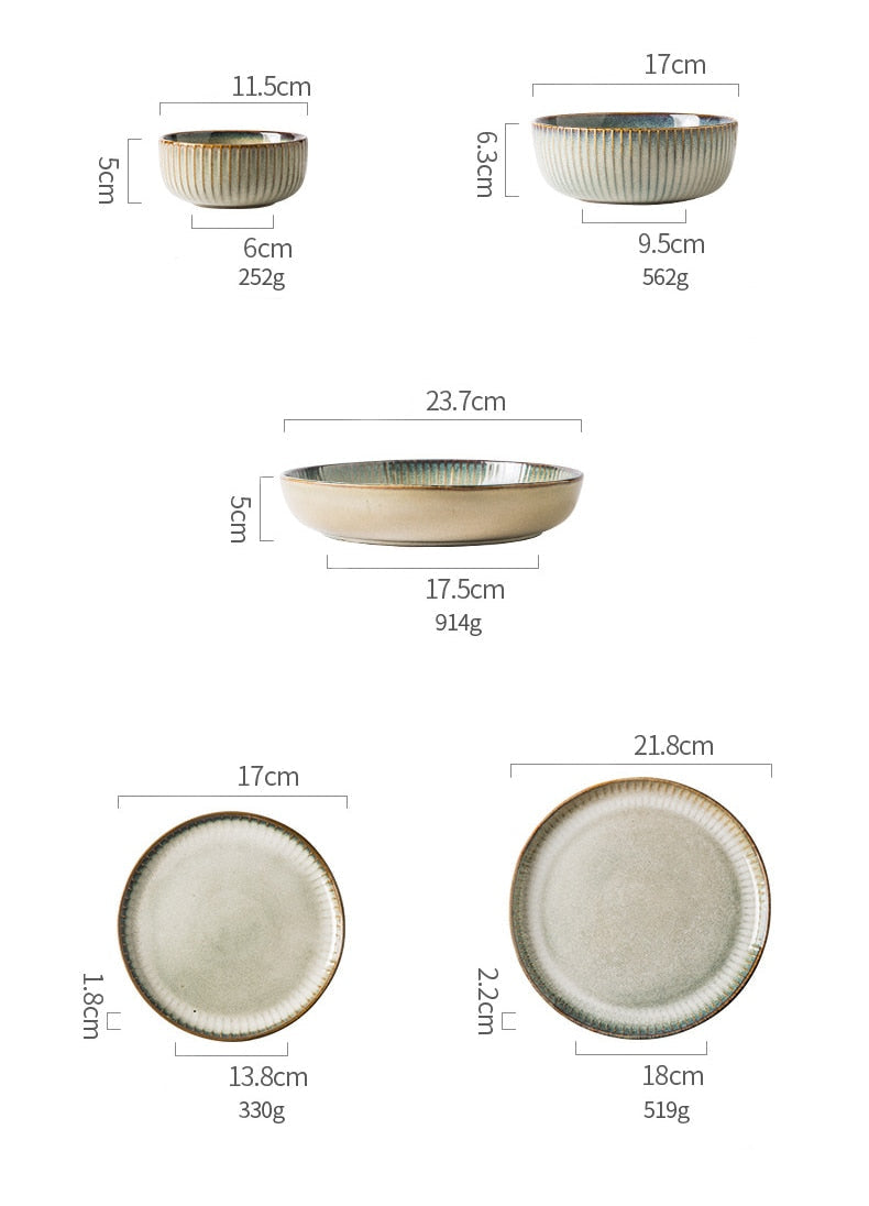 Ceramic Earthware Dishes - 5pcs set - dishware