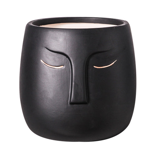 Henry Ceramic Face Vase - black - vase