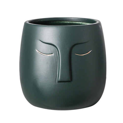 Henry Ceramic Face Vase - dark green - vase