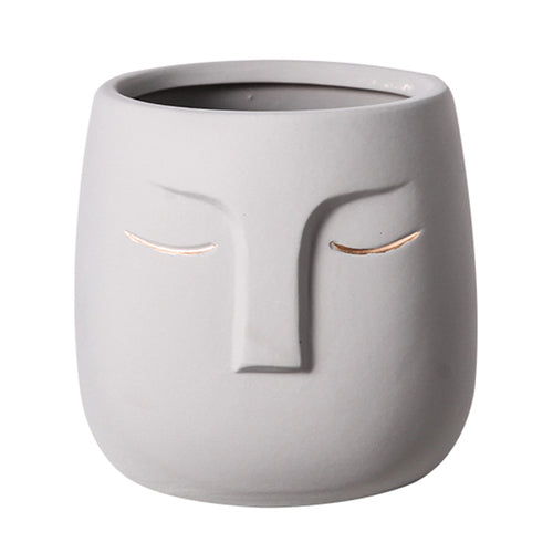 Henry Ceramic Face Vase - gray - vase