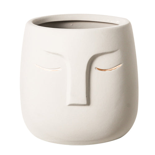 Henry Ceramic Face Vase - white - vase