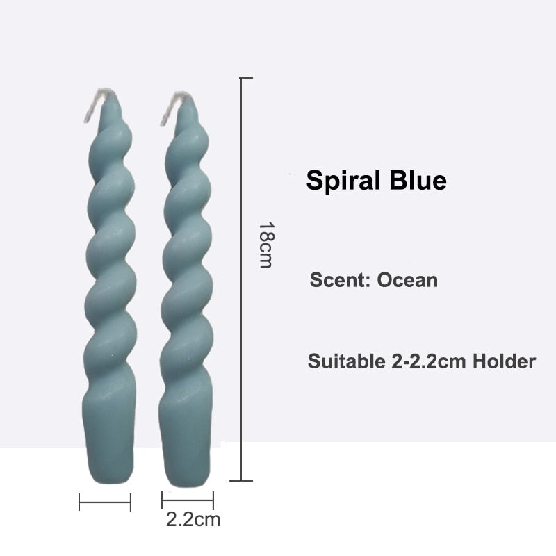 Twisted Pillar Candles - 2PCS-Blue - candle