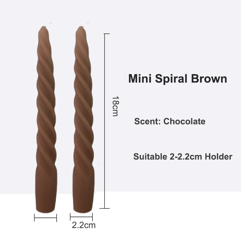 Twisted Pillar Candles - Mini Spiral-Brown - candle