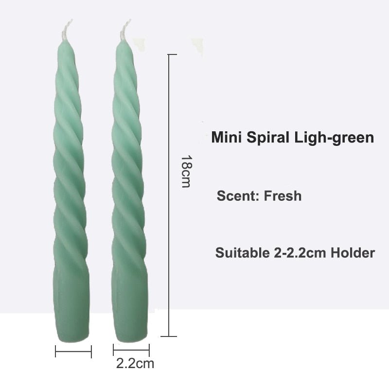 Twisted Pillar Candles - Mini Spiral-Lighgree - candle