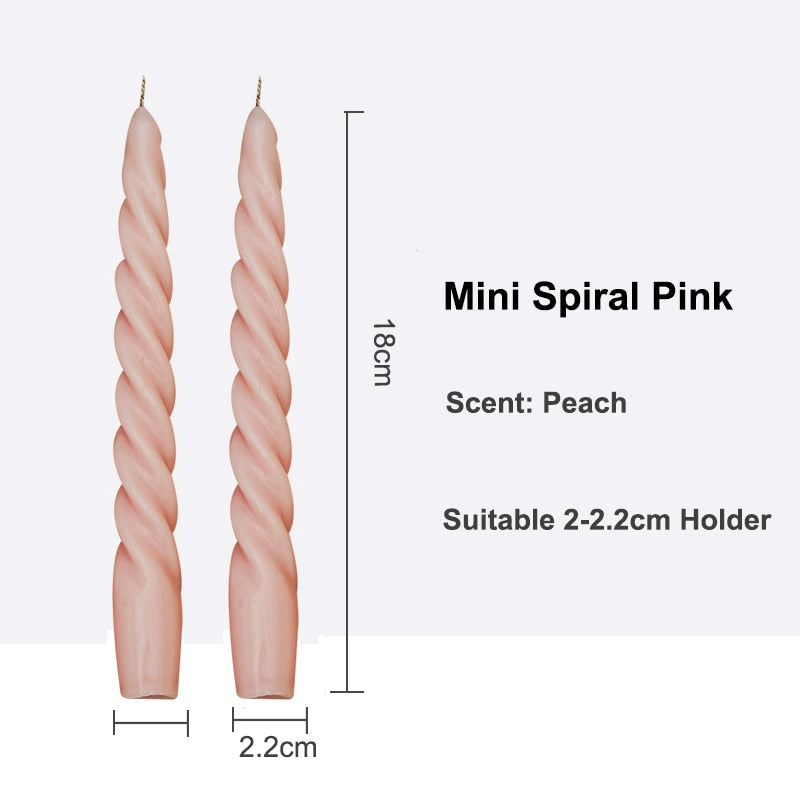 Twisted Pillar Candles - Mini Spiral-Pink - candle