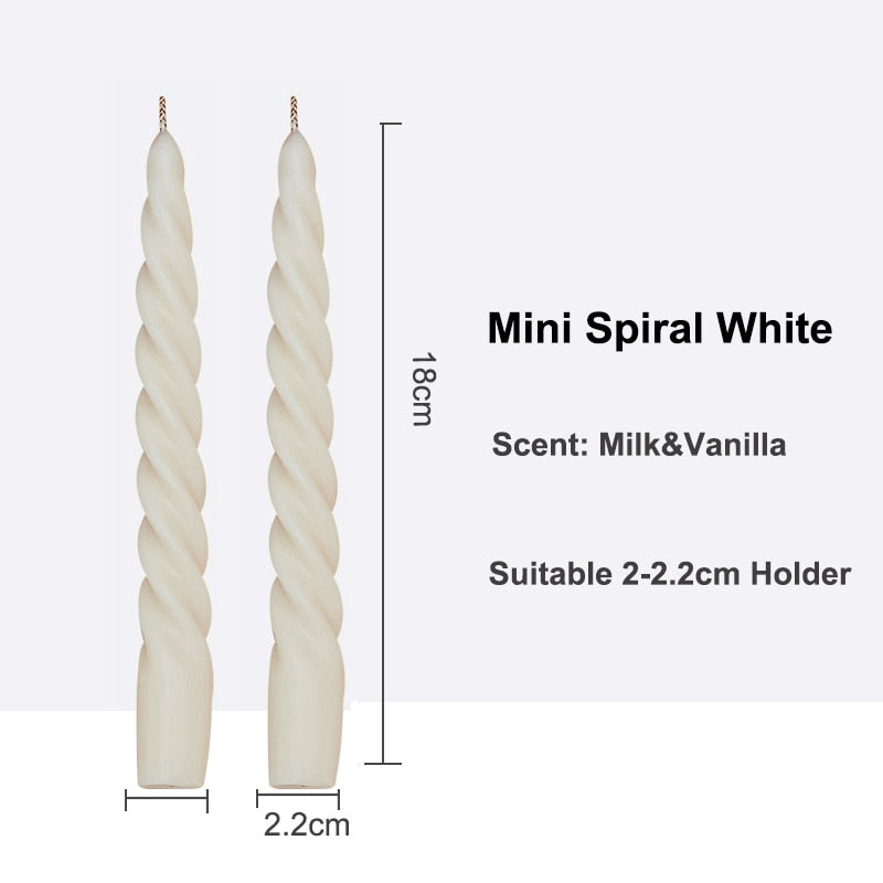 Twisted Pillar Candles - Mini Spiral-White - candle