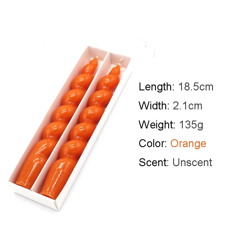 Twisted Pillar Candles - Unscent-Orange - candle