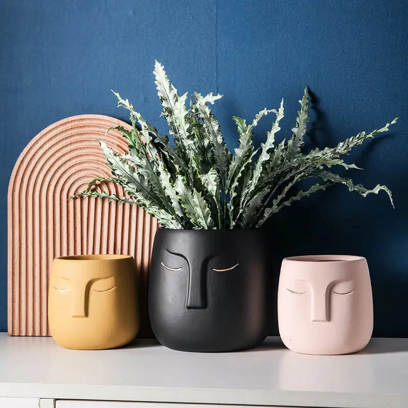 Henry Ceramic Face Vase - vase