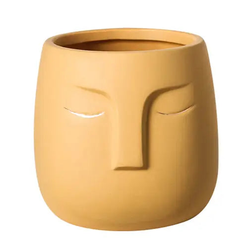 Henry Ceramic Face Vase - yellow - vase