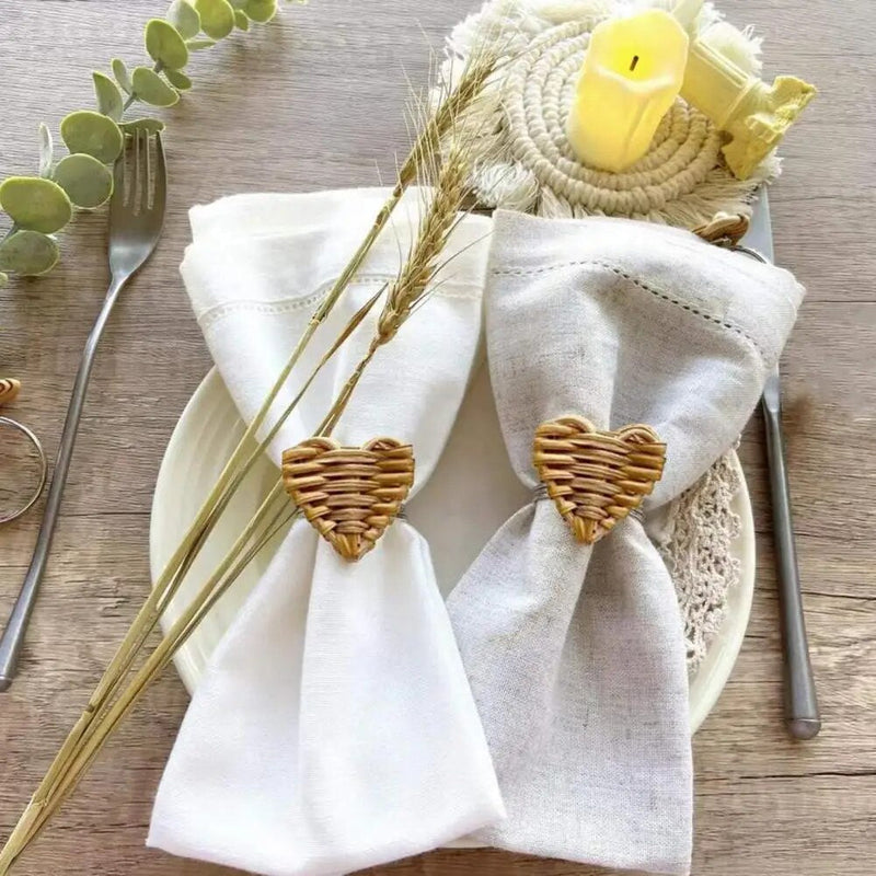 Woven Hearts Napkin Ring Set - Hearts - napkin rings