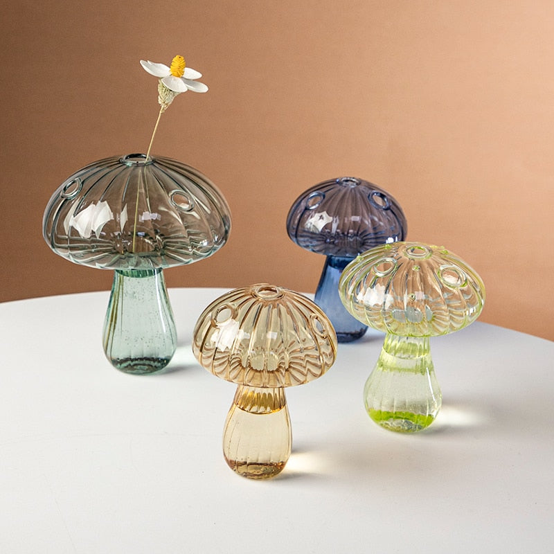 Mushroom Glass Vase Mini Flower Pot - vase