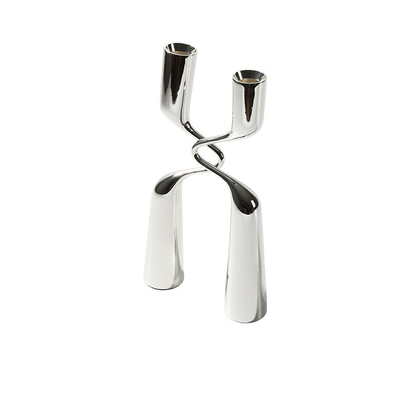 H Shaped Candle Holder - Silver - candle holder