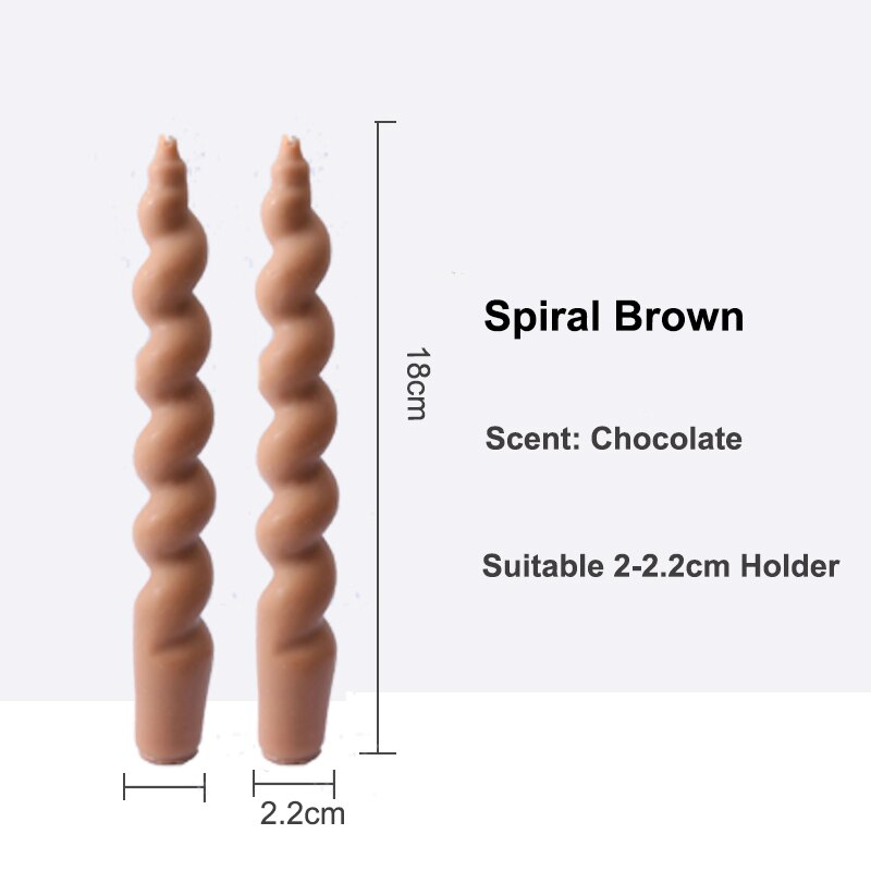 Twisted Pillar Candles - 2PCS-Brown - candle