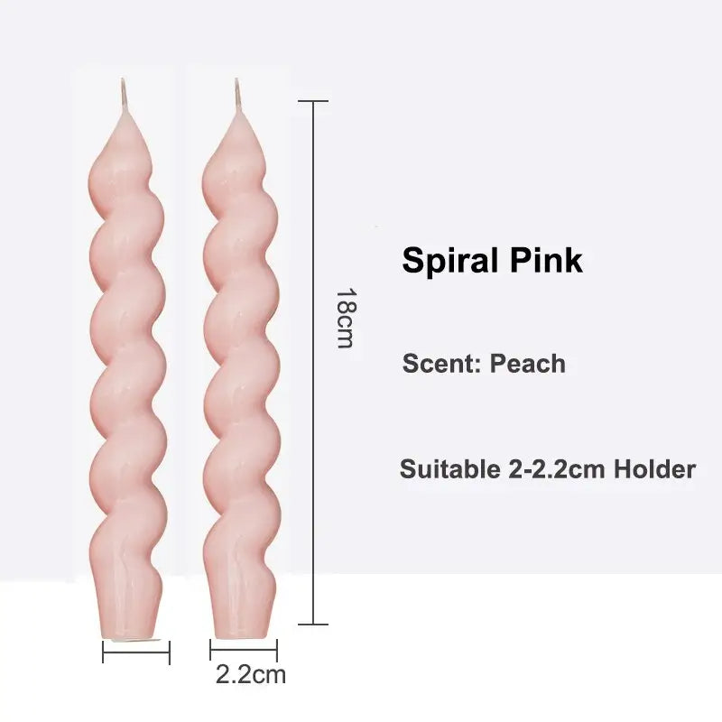 Twisted Pillar Candles - 2PCS-Pink - candle