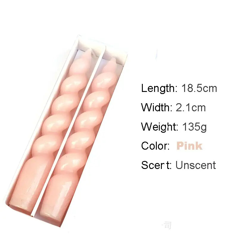 Twisted Pillar Candles - Unscent-Pink - candle